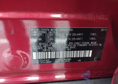 2019 Toyota Rav4 Xle z USA, uszkodzony, nr VIN JTMP1RFV5KD042503